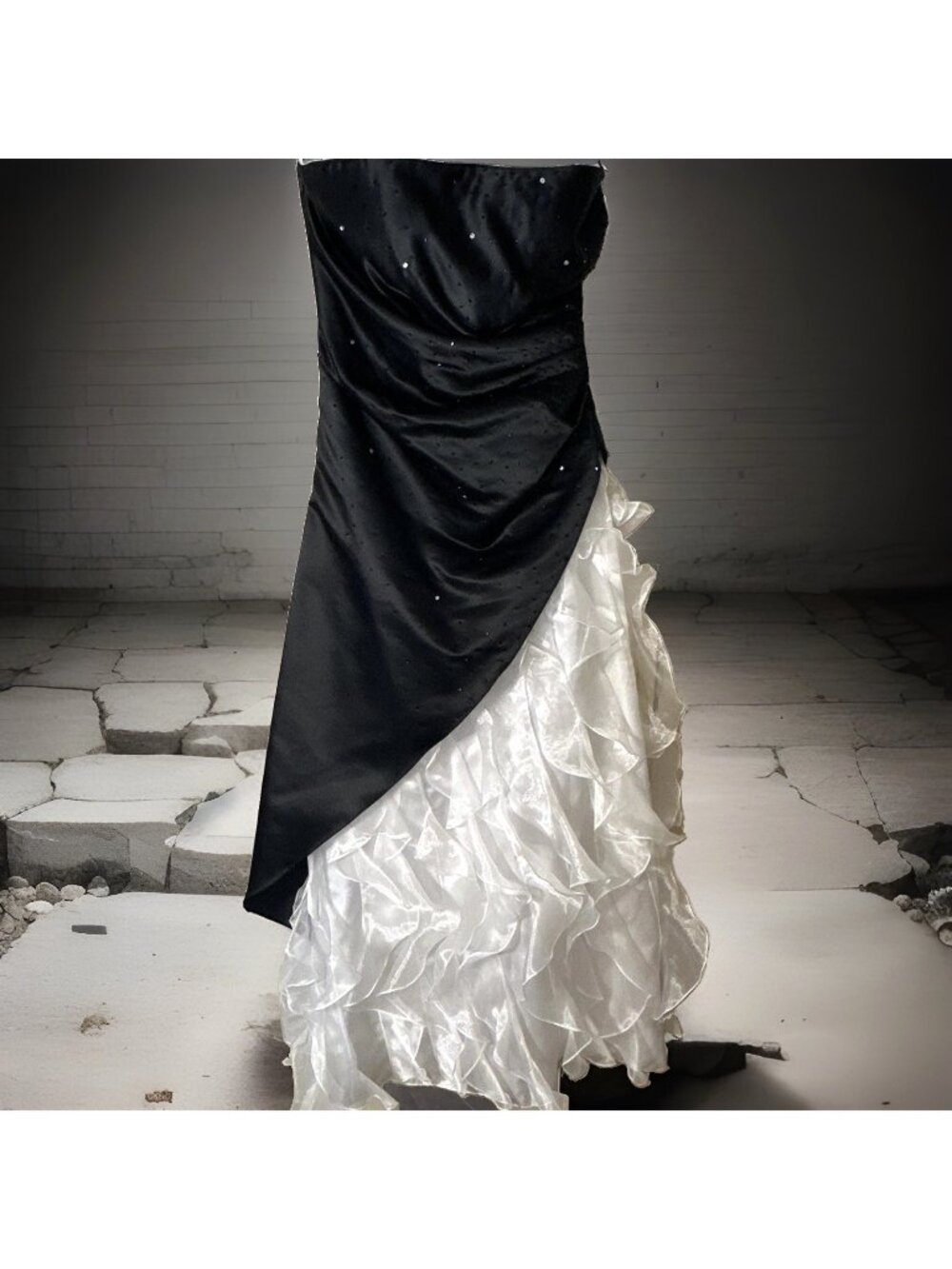 Y2k Whimsigoth Black White Dress 9/10 Strapless Homecoming Cosplay Halloween